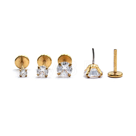 Stainless Steel Clear Cubic Zirconia Threadless Labret Stud WG18B1C-03-1