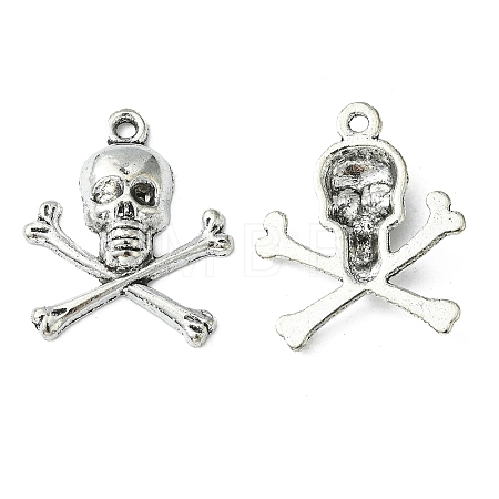 Antique Silver Tibetan Style Pirate Style Skull Pendant X-LF10441Y-1