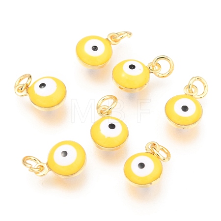 Brass Enamel Charms KK-B024-02G-G-1