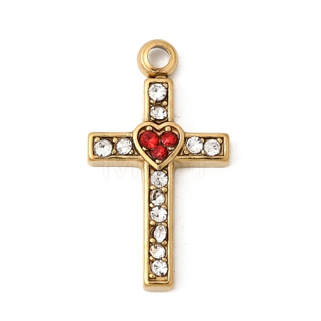 304 Stainless Steel Rhinestone Pendants STAS-B128-09G-06-1