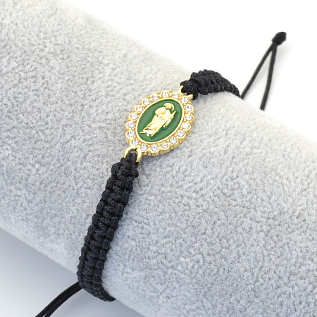 Religion Alloy Rhinestone and Enamel Link Bracelets FS-WG5574D-07-1