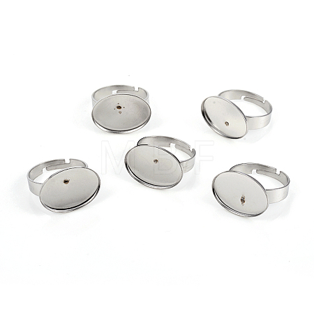 Non-Tarnish Adjustable 201 Stainless Steel Finger Rings Components STAS-I149-12P-1