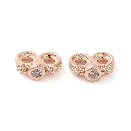 Rack Plating Brass Pave Clear Cubic Zirconia Spacer Bars KK-B088-11A-RG-1