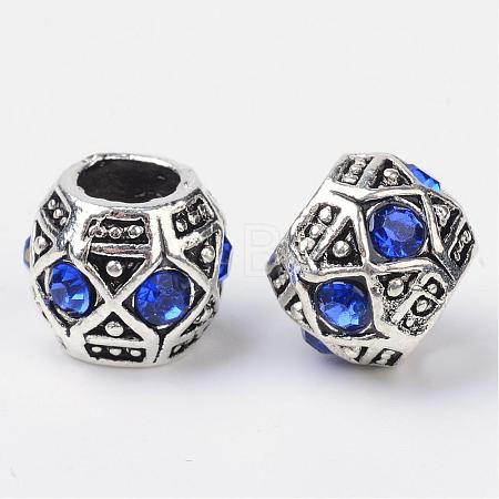 Alloy Rhinestone Rondelle Large Hole European Beads MPDL-R036-80B-1