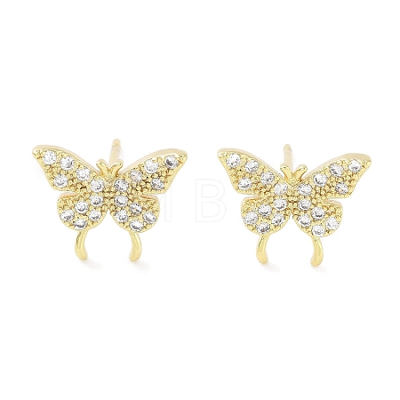 Brass Micro Pave Clear Cubic Zirconia Studs Earring for Women EJEW-S217-C06-1