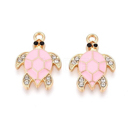 Alloy Rhinestone and Enamel Pendants PALLOY-T092-40G-02-1