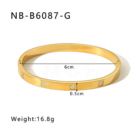 304 Stainless Steel Pave Cubic Zirconia Bangles FS-WG09E60-31-1