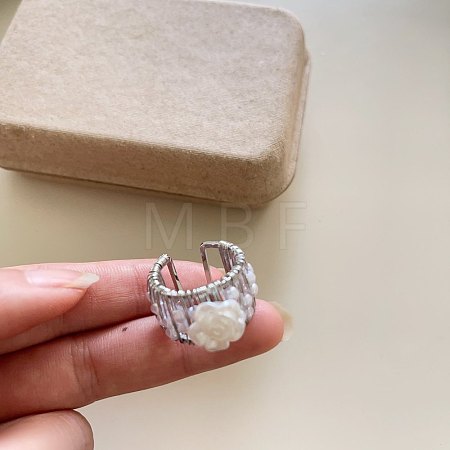 Alloy & Plastic Pearl Cuff Open Rings for Women WGF0041-01-1