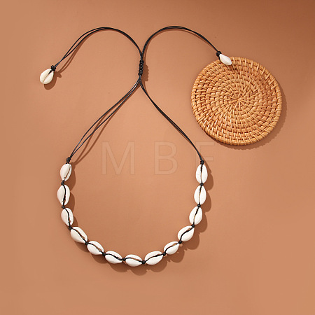 Natural Sea Shell Beaded Braided Necklaces WG8D1EE-03-1