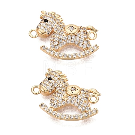 Brass Micro Pave Clear and Black Cubic Zirconia Connector Charms KK-N288-14G-1