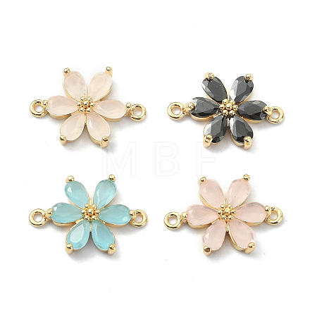 Brass Pave Cubic Zirconia Connector Charms KK-B072-01G-1