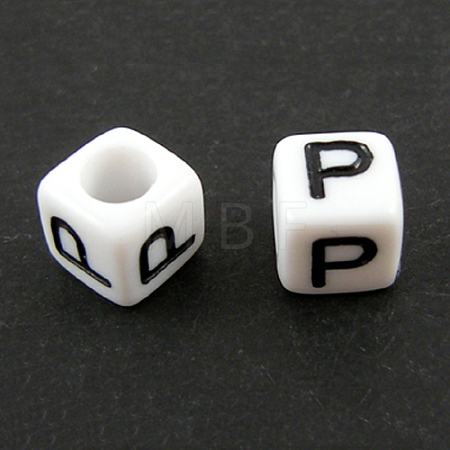 Letter Acrylic European Large Hole Beads X-OPDL-R050-10mm-P-1