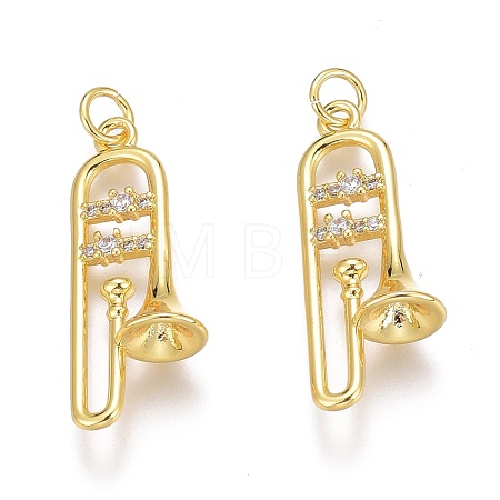 Brass Micro Pave Clear Cubic Zirconia Pendants ZIRC-Z008-37G-1