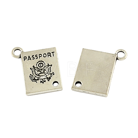 Tibetan Style Alloy Rectangle with Word Passport Links connectors TIBE-Q037-005-RS-1