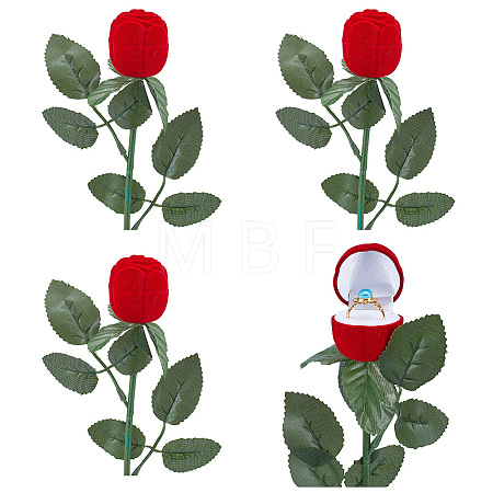 Flocking Plastic Rose Finger Ring Boxes CON-DR0001-02-1
