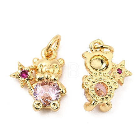 Brass with Cubic Zirconia Pendants KK-K343-03G-1