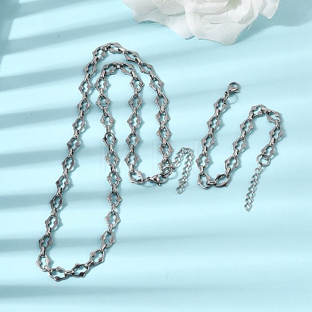 304 Stainless Steel Link Chain Bracelet & Necklace Jewelry Sets SJEW-L199-20P-1