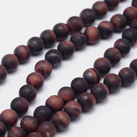 Natural Tiger Eye Round Bead Pendants G-F255-01-8mm-1