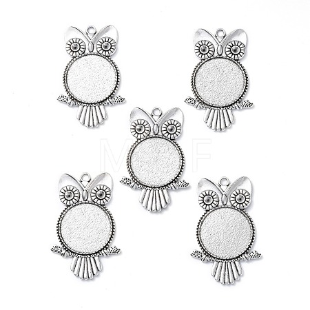 Tibetan Style Alloy Pendant Rhinestone Cabochon Settings TIBEP-4494-AS-FF-1