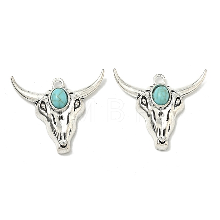 Bohemian Synthetic Turquoise Cattle Pendants FIND-Z112-01AS-04-1