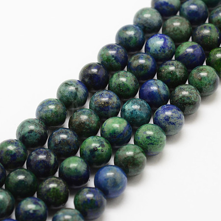 Natural Chrysocolla and Lapis Lazuli Beads Strands G-P281-03-8mm-1