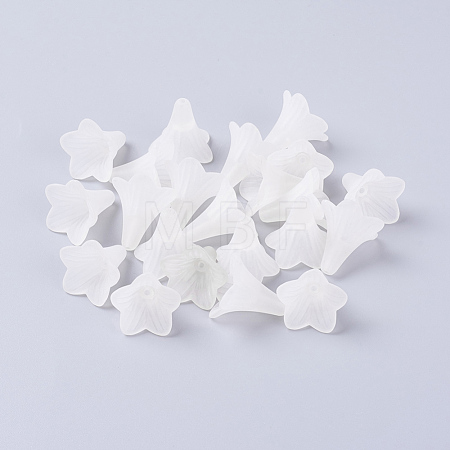 Flower Frosted Acrylic Bead Caps X-PL631-1-1