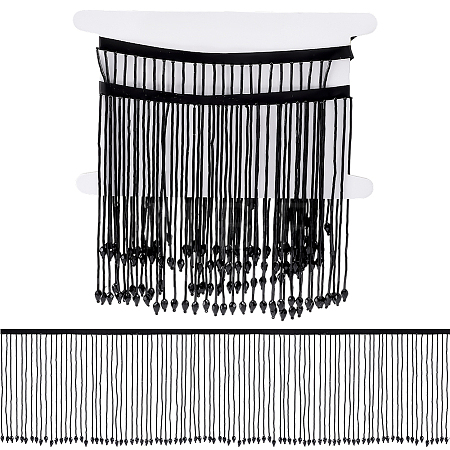 1 Yard Glass Beaded Tassel Ribbon DIY-FG0010-38A-1