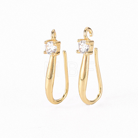 Brass Micro Pave Clear Cubic Zirconia Earring Hooks ZIRC-S068-003-NF-1