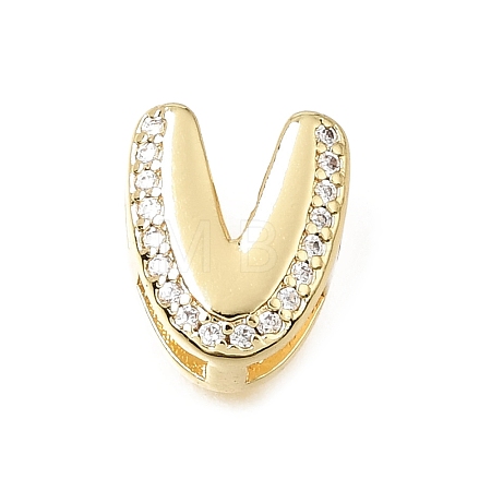 Brass Micro Pave Clear Cubic Zirconia Initial Spacer Bars KK-E802-34G-V-1