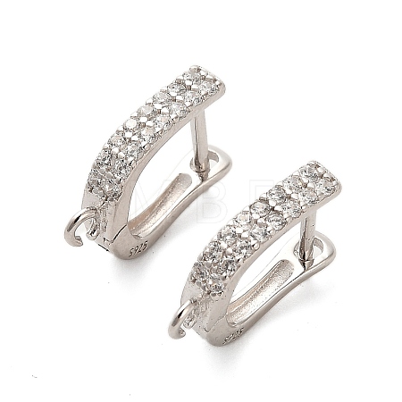 925 Sterling Silver Cubic Zirconia Leverback Earring Findings STER-U009-08P-1