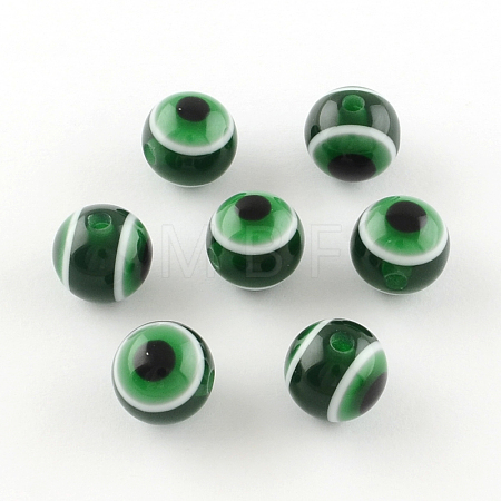 Round Evil Eye Resin Beads RESI-R159-10mm-09-1