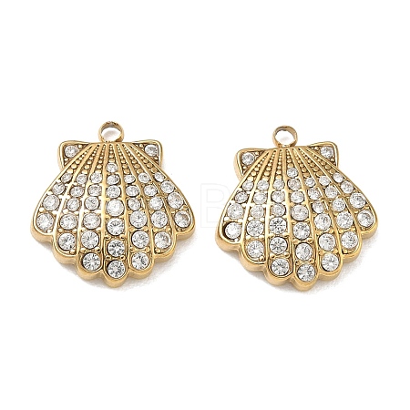 304 Stainless Steel Micro Pave Clear Cubic Zirconia Pendants CU-CBAF0F8-01A-G-1