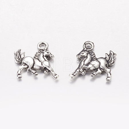 Tibetan Style Antique Silver Alloy Horse Pendants X-TIBEP-E131-AS-1