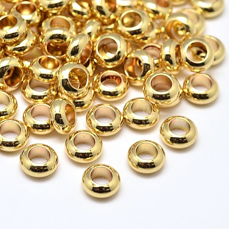 Brass Flat Round Spacer Beads KK-M085-10G-NR-1
