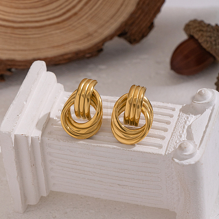 Fashion 304 Stainless Steel Knot Stud Earrings FJ5569-1-1