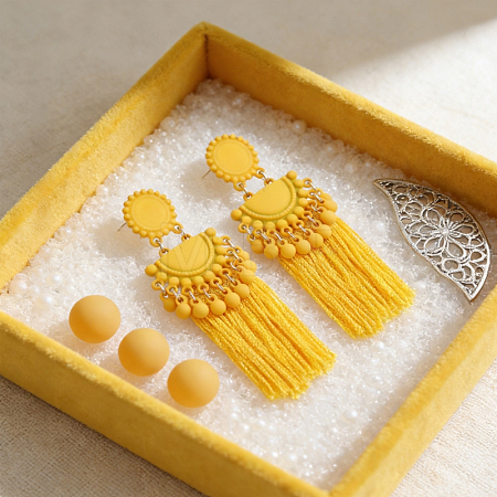 Zinc Alloy Tassel Chandelier Earrings PC6509-4-1