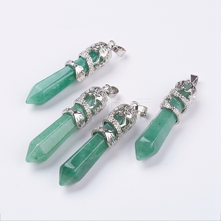 Natural Green Aventurine Big Pointed Pendants G-G738-A-34-1
