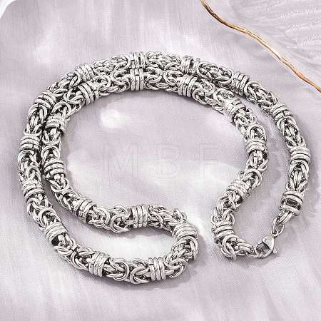 9MM 304 Stainless Steel Byzantine Chain Necklaces for Men SA-T001-02AS-1