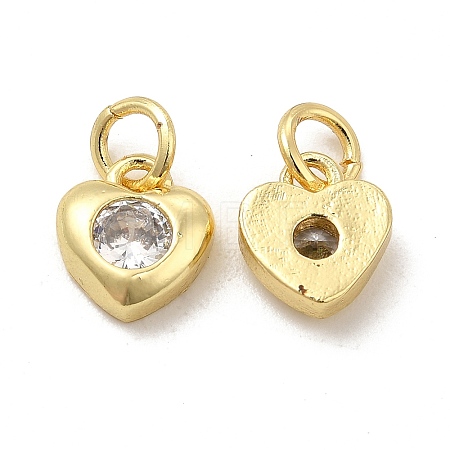 Brass Micro Pave Clear Cubic Zirconia Charms KK-E068-VB236-1