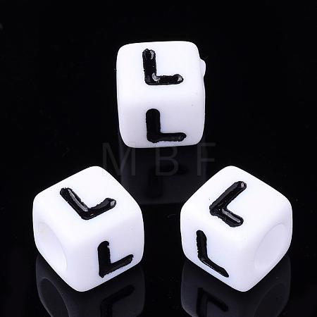 Acrylic Horizontal Hole Letter Beads PL37C9129-L-1