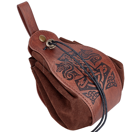 PU Leather & Suede Fabric Belt Pouch AJEW-WH0285-06-1