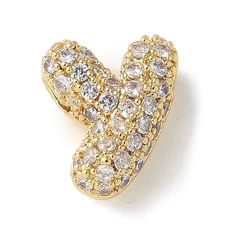 Brass Micro Pave Cubic Zirconia Beads KK-P290-61G-Y-1