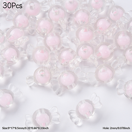 30Pcs Transparent Acrylic Beads OACR-YW0002-18A-1