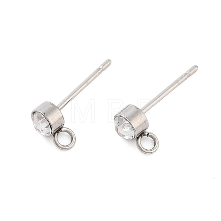 Non-Tarnish 202 Stainless Steel Rhinestone Stud Earring Findings STAS-U012-05P-1