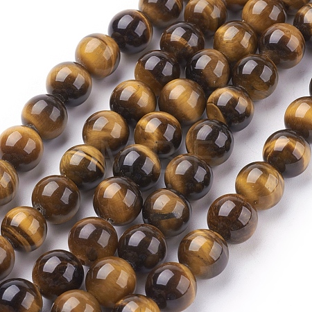 Natural Tiger Eye Beads Strands G-G099-10mm-5-1