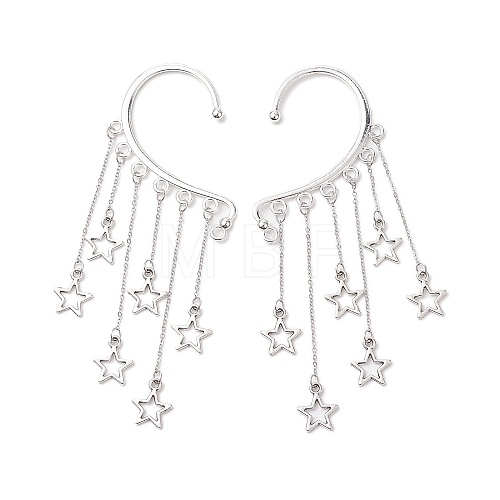 Star Tibetan Style Alloy Cuff Earrings for Women EJEW-TA00525-1