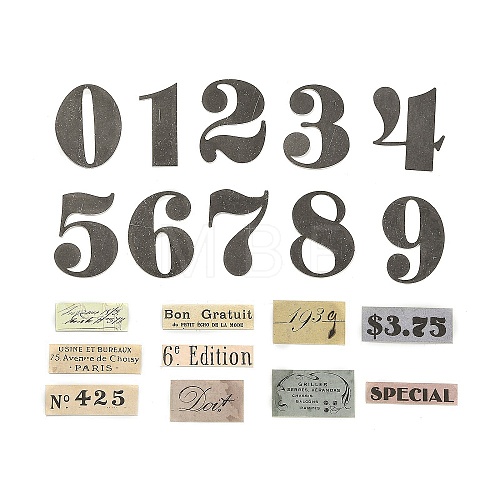 20Pcs Retro Number Paper Waterproof Stickers STIC-P015-B02-1