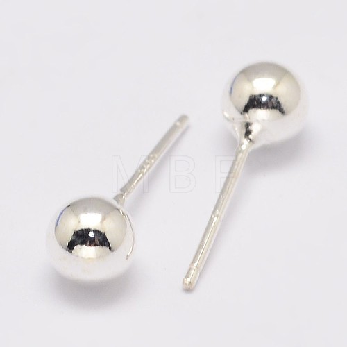 925 Sterling Silver Stud Earrings STER-K028-01S-4mm-1