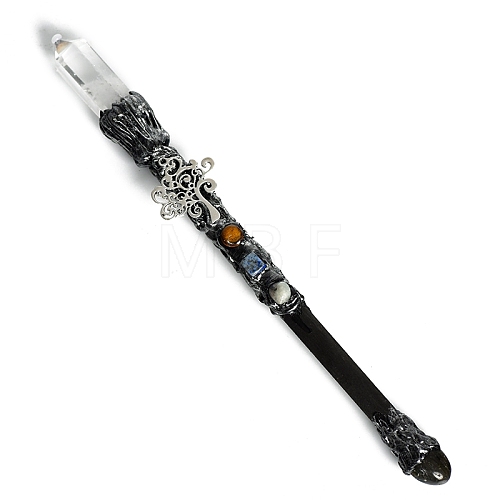 Natural Quartz Crystal & Obsidian Magic Wand PW-WG28233-09-1