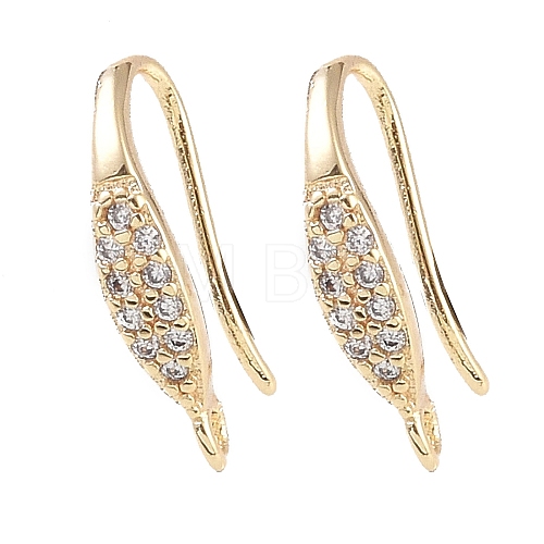 Brass Micro Pave Cubic Zirconia Earring Hooks KK-U008-07G-1